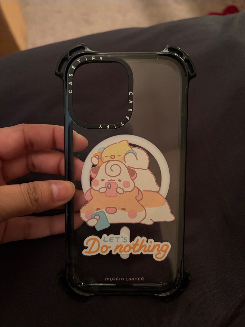 Casetify Clear Black Phone Case with 'Let's Do Nothing' Cartoon for 17 iphone